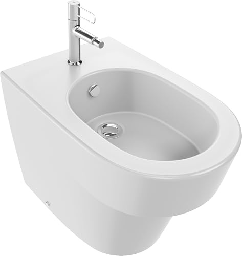 JACOB DELAFON Bidet céramique au sol carénage mural Odéon Rive Gauche, blanc, EBF0002-00