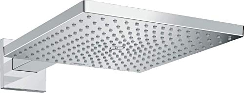 hansgrohe Raindance E - Kopfbrause mit Brausearm, eckige Duschbrause (300 mm), Regendusche mit 1 Strahlart für Wandmontage, Brausekopf mit Antikalk-Funktion, Chrom, 26238000