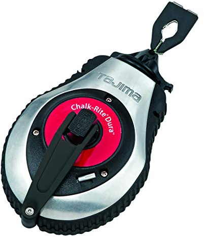 Tajima Schlagschnurgerät Chalk-Rite Dura (Schlagschnur 30 m lang, mit Schnellkurbelsystem, für alle Untergründe, Schlagschnur geflochten) CR401SD