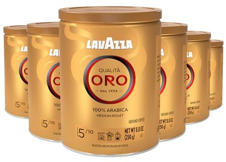 Lavazza Qualità Oro Ground Coffee, Medium Roast, 100% Arabica, 8.8 oz Tin (Pack of 6)