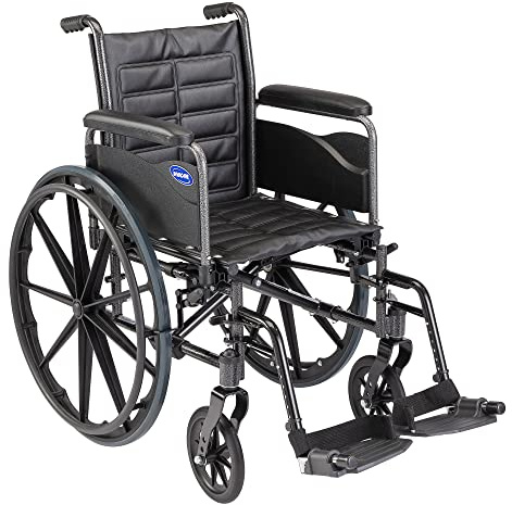 Invacare - TREX20RFP / T93HAP Tracer EX2 Wheelchair, with Full Length Arms and T93HAP Hemi Footrests with Heel Loops, 20 Seat Width