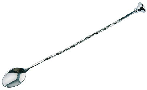 Buddy´s Bar - Barlöffel, hochwertige Barlöffel, lebensmittelecht, gedrehter Stiel inklusive Stößel, 27 cm lang, Edelstahl poliert, 1 Stück