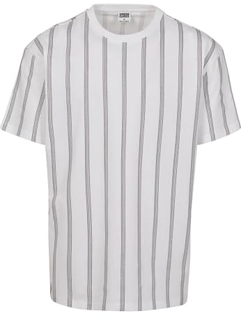 Urban Classics Herren Heavy Oversized AOP Stripe Tee T-Shirt, per Pack Weiß (White/Navy 01289), XX-Large (Herstellergröße: XXL)