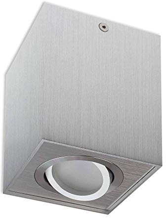 LED Aufbauleuchte eckig - silber 7 Watt warmweiß GU10 230V - 125x96mm Aufbaustrahler aus Aluminium - Aufbau Downlight Deckenlampe Loft Aufbau-Spot Decken-Strahler