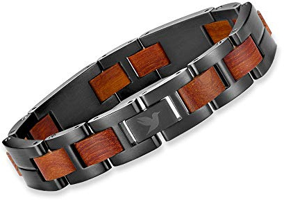 Woodstar Pulsera para Hombre en Acero Inoxidable y Madera Accesorios Joyas Brazalete Masculino B19-008