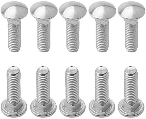 MroMax 20PCS Carriage Bolts M6x25mm Half Round Head Square Neck Bolt Fasteners 304 Stainless Steel Neck Carriage Bolt Silver Tone