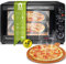 TurboTronic EV45 Electric Mini Oven 45L - Double Glazed Compact Table Top Oven with Timer for Baking, Grilling, Rotisserie, Pizza, Toast and Reheating - Comes with Rotisserie Skewer, Baking Trays