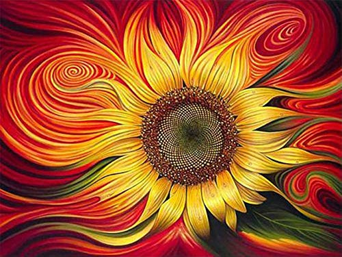 Abillyn Kreuzstich Stickpackungen Vorgedruckt, Rote und Gelbe Sonnenblume Bilder Stickerei Set (Sonnenblume)