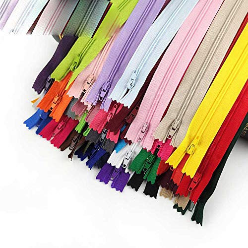 10pcs 15-25cm 3# Nylon Close-End Reißverschluss Auto Lock Closed Tail Pants Reißverschluss DIY Coat Bag Inside Pocket Nähen Dekoration Reißverschlüsse, Mix Color Tell Me, 3#