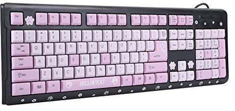 T osuny Clavier Filaire Ultra-Fin, Clavier USB Cute Cartoon, Plug and Play, Clavier Rose/Noir/Violet, Clavier Ergonomique, Clavier étanche pour Ordinateur de Bureau Ordinateur Portable(Noir)
