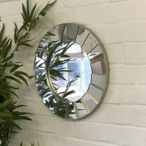 Annibells Champagne Gold Ornate Art Deco Round Wall Mirror Vintage Decorative Style