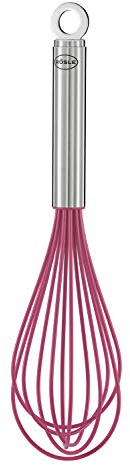 RÖSLE Frusta in silicone Pink Charity Edition, rosa, in acciaio inossidabile 18/10, resistente a temperature fino a 220 °C, lavabile in lavastoviglie, lunghezza 27 cm