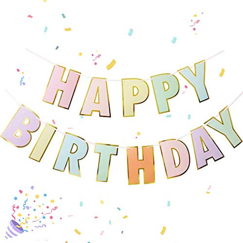 Volsha Macarons Happy Birthday Banner, Candy Pastel, 165.1 cm x 18.03 cm