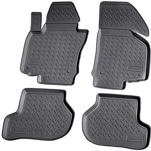 Recambo 3D Gummi Fußmatten kompatibel für VW Golf Plus | BJ 2004-2014 | Auto Gummimatten | Passgenau | mit Rand | schwarz