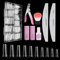 Venares 500 Pcs 10 Size Coffin Straight Half Cover French Nail Tips Set with Glue, Files, Buffer, Brush, Clipper for Salons and DIY