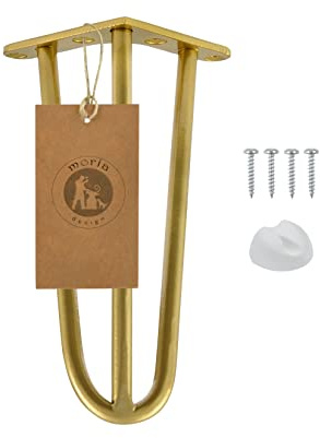 MORIA DESIGN 1 Stück Hairpin Leg 15 cm Gold - Verstellbares Metall Tischbein für Möbel, Couchtisch und DIY Projekte