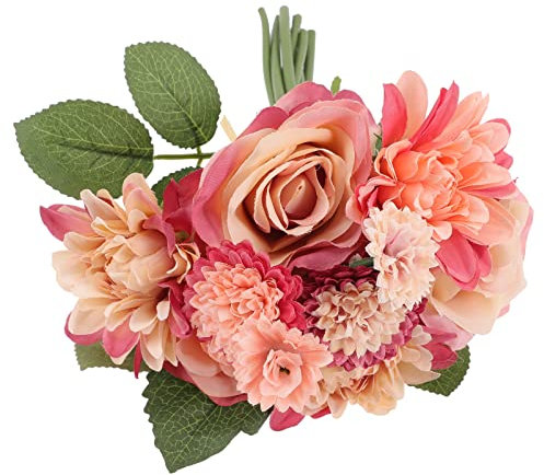 Abaodam 1bund Kunstliche Rosen Tischgesteck Blumenarrangement Kuenstliche Blumen Dekoration Fuer Esszimmer Party Ohne Wasser Pflegeleicht Fuer Zuhause Und Buro