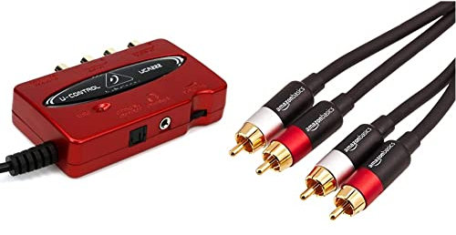Behringer U-CONTROL UCA222 Ultra-Low Latency 2 In/2 Out USB Audio Interface with Digital Output & Amazon Basics 2-Male to 2-Male RCA Audio Cable - 2.4 meters
