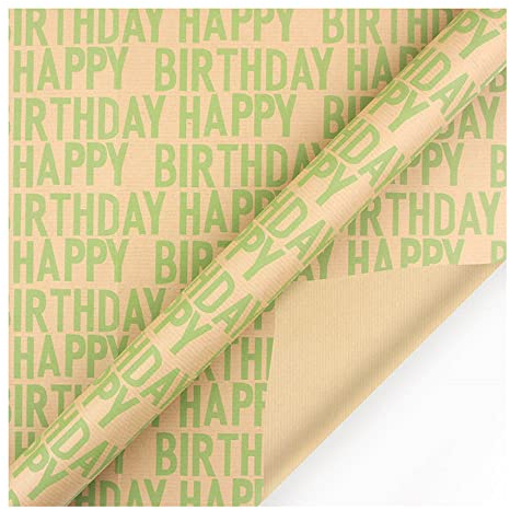 GIVBRO 5 x Geschenkpapier zum Geburtstag, englisch, bedrucktes Kraftpapier, DIY-Zubehör für Origami-Kunst, hellgrün
