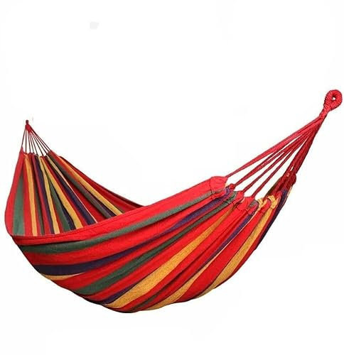 Schaukeln 2 Person Outdoor-Hängematte, tragbare Garten-Hängematte, Leinwand gestreiftes hängendes Bett, hängender Swing Sleeping Set for Outdoor Camping, Outdoor Multifunktions Trapeze ( Color : Rot )