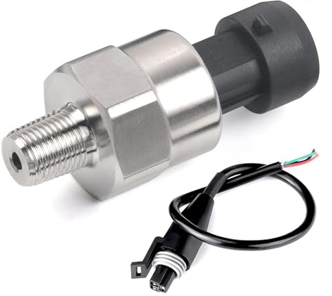 HERCHR 0.5V to 4.5V Pressure Transducer, 1/8NPT Thread Stainless Steel Pressure Transducer Sender Sensor 30/100/150/200/300/500 PSI for Oil Fuel Diesel Gas Air Water (30PSI)