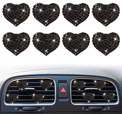 Odot Lufterfrischer-Kit, Auto Duft Lufterfrischer Auto Luftauslass Lufterfrischer Auto-Lüftungsclips Glitzernde Bling Bling Deko Lufterfrischer-Clips für Auto Deko (Schwarzes Herz)