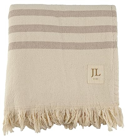 Jean & Len Asciugamano da spiaggia in 100% cotone biologico, con frange, certificato Oeko-TEX e GOTS, morbido cotone sulla parte anteriore e spugna assorbente sul retro, telo mare, 90 x 165 cm