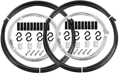 Bestgle universal fahrrad schaltzug set 2 stück schaltseil set gehäuse schlauch schaltseil gehäuse kit stahl schaltseil fahrrad schaltzug schlauch fahrradzubehör für mountainbikes und mtb schwarz