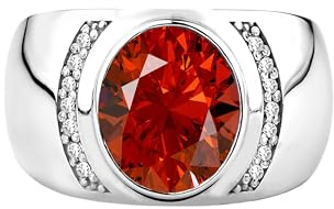 Grande Bague En Argent Rubis Rouge Et Zircone Cubique Pour Hommes, Bague Élégante Unique Pour Hommes Avec Pierre Rubis, Bague À Large Bande, Bagues Pour Hommes En Argent Pierre Rubis