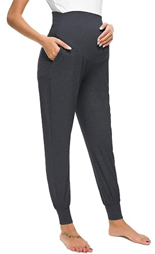 Pantalones de maternidad holgados para embarazadas, pijamas, pantalones de joggy, pantalones largos, pantalones de yoga para mujer, gris oscuro, M