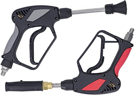 XHTLLO Pistola per Idropulitrice, 5000PSI 10,57GPM Pulitore per Idropulitrice Anti Avvolgimento, Pistola per Rondella per Auto con Design a Dissipazione di Calore a Strisce(Giunto a Punta M14*1,5 mm)