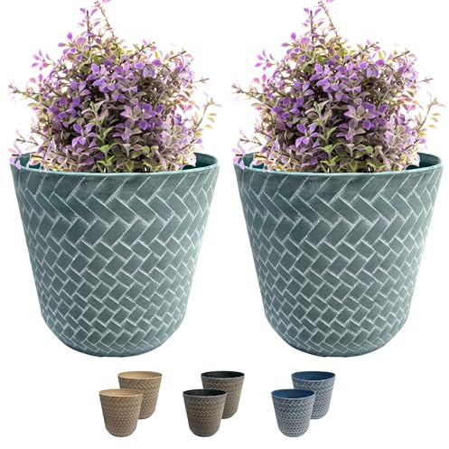 SG Traders Nantucket Plant Pot - Flower Planters Outdoor, Large Garden Plant Pots Elegant Design, Versatile Pots and Planters for Your Outdoor, Enhance Your Garden with Planters (Pack of 2)