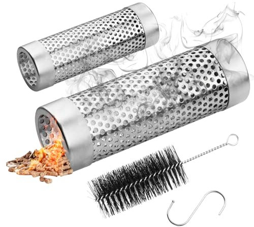 SHIKORI Smoke Tube for Pellet Grill, 5 Hours of Billowing Smoke, Stainless Steel Pellet Smoker Tube for All Grill or Smoker, Hot or Cold Smoking-6in-2Pack