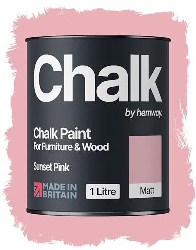 Hemway - Premium Chalk Paint - Sunset Pink 1 L | Chalky Matt Shabby Chic Finish For Interior Furniture & Walls | Quick Dry & 1 Coat