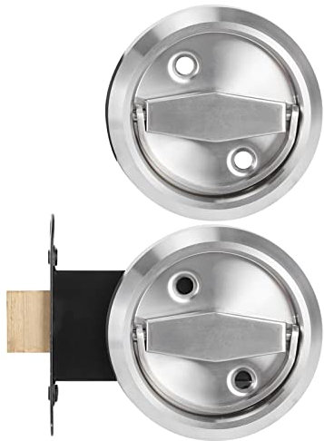 Cerradura de Doble Cara, Puerta de Acero Inoxidable 304 de Doble Cara para Baño Doméstico para Pestillos, Pernos, Uso Plateado con Accesorios de Manija con (plateado (con candado))