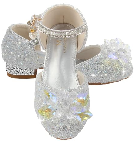 M MUNCASO Mary Jane Princess Shoes with Shiny Bow, Glitter Girls Party Shoes, Flower Girl Shoes for Banquets, Birthday Parties, Cosplay Dance Shoes