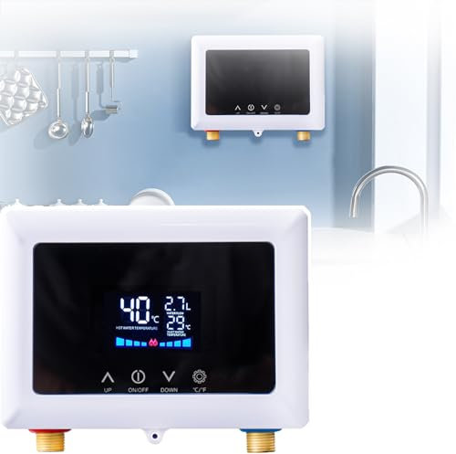 QIeAny Portable Water Heater(3500W),Touch Screen/remote Control, 28~55℃ Temperature Control, Power Saving + Low Energy Consumption, Large Display Color Screen,Dry Burn Protection,3500W,A