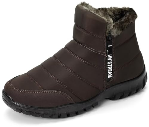 CHDDHX Bottes Homme Hiver Chaud Fourrure Bottes de Neige Imperméable Après Ski Bottines l'hiver Chaussures de Randonnée Marron Taille 45