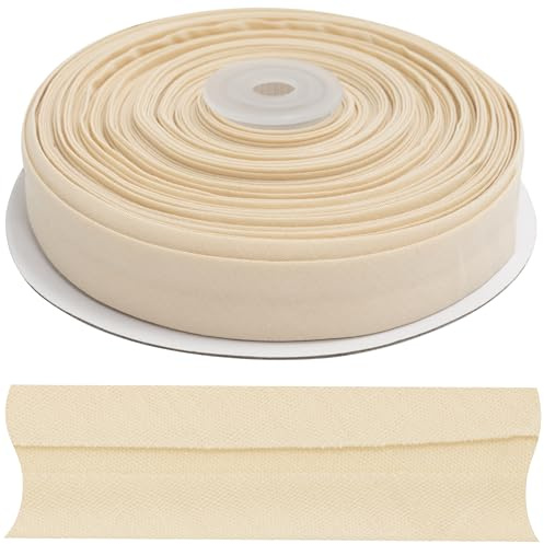 AERZETIX - C77441 - Rolle gefaltetes Schrägband zum Nähen 25 Meter x 16 mm - 20% Baumwolle und 80% Polyester - beige Farbe