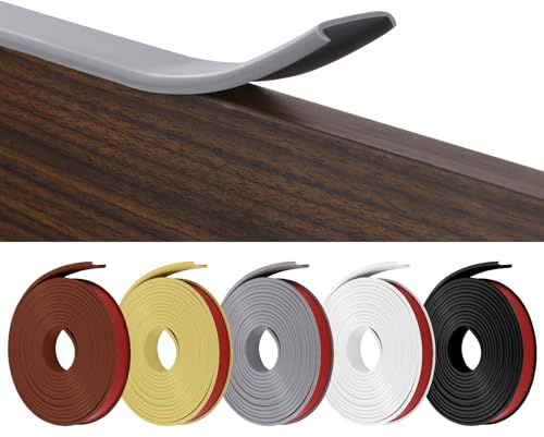 Flintronic Självhäftande möbelkant U-form, 5 m × 30 mm omkrets möbelband flexibelt, skrivbordsskydd kant skyddsremsa för DIY, skåp, platta kanter arbete-grå