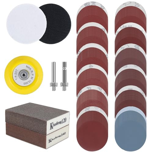 120Pcs Sanding Discs Pads Hook and Loop 80 120 180 240 320 400 600 800 1000 1500 2000 3000 Grit Resilient Sanding Pad Versatile 3 Inch Sandpaper Set for Metal Wood Glass (A)