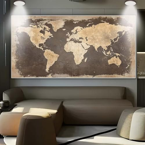 Diamond Painting Mappa del mondo Diamond Painting Grandi 100x200cm Retro Pittura Diamante Kit Completo Square Diamantini Crystal Art Ricamo a Punto Croce Hobby Creativi Mosaico Crafts Regalo CPX-118