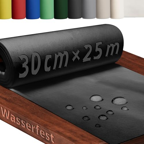 DecoHomeTextil Tischläufer Vliesstoff Rolle 0.3 x 25 m Schwarz | abwaschbar, wasserabweisend, zuschneidbar, anpassbar, Vlies, Tischläuferrolle, Dekoration, Deko