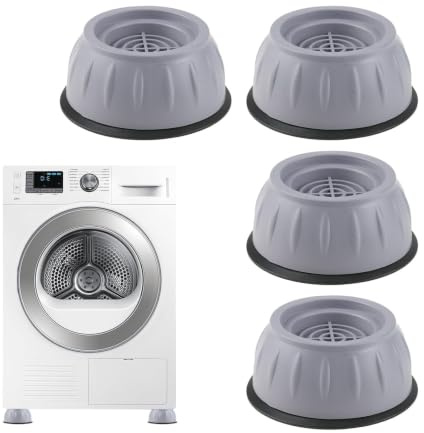 4 Pieds Anti-Vibration de Grande Taille pour Machine à Laver 1 Balle anti - dérapante, Patins Antidérapants pour Lave-Linge, Séchoirs et Meubles, Protection et Stabilité Accrue [Classe énergétique A+]
