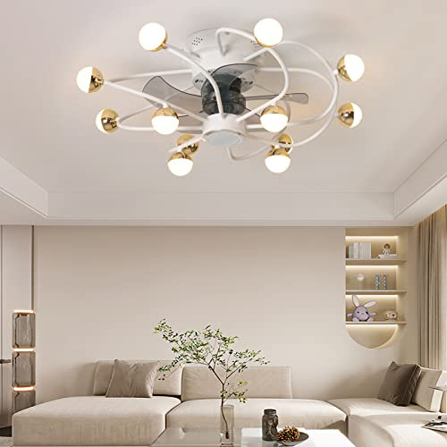 Ventilatori da soffitto Moderni con lampade e Telecomando Design Ventilatori da soffitto CC da 60 cm con App luci modalità silenziose Invernali ed estive Timer Lampadario a 3 Colori Ventilatore LED
