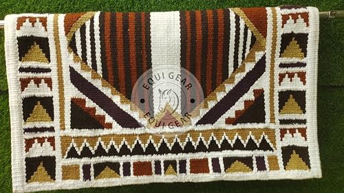 EQUIGEAR Western Ranch Horse Satteldecke aus neuseeländischer Wolle, Western-Design, handgefertigte Satteldecke, Wollpolster, Sensor Flex (Anpassung möglich) ZA31 (36 x 36)