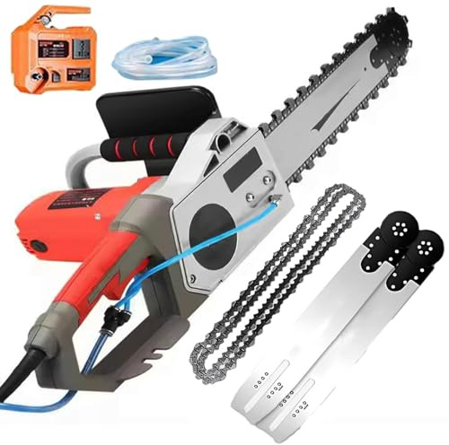 Motosega elettrica per cemento, sega taglio cemento da 6000 giri/min, sega a catena diamantata elettrica, macchina per il taglio di muri in cemento, con abbattimento della polvere ad acqua,35CM