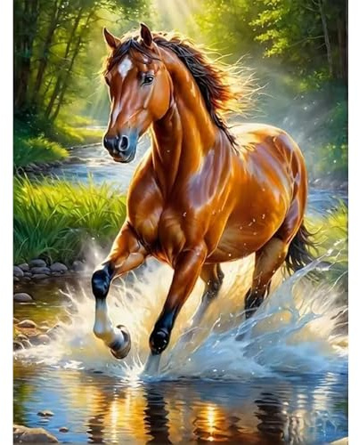 MISCER Diamond Painting für Erwachsene, Diamond Painting kit, Pferd 5D Diamant Malerei Set Anfänger, Tier DIY Diamant Malerei Basteln Bilder Arts Geschenk für Zuhause Wand Deko 30x40cm