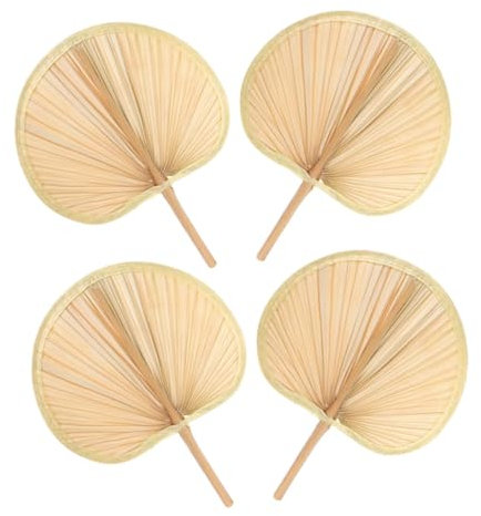 Vaguelly 4pcs Ethnic Hand Fan Hand Woven Raffia Fan for Wedding Favor Picnic Bbq Beach Festival