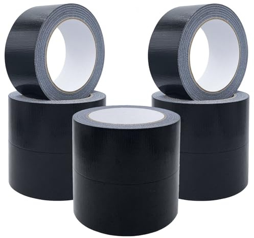Sliva Duct Tape, 8 Pack 48mm x 25m Black Gaffer Tape 210μ Waterproof Tape Strong Adhesive Gaffer Tape for Repairs, DIY, Crafts, Indoor and Outdoor Use